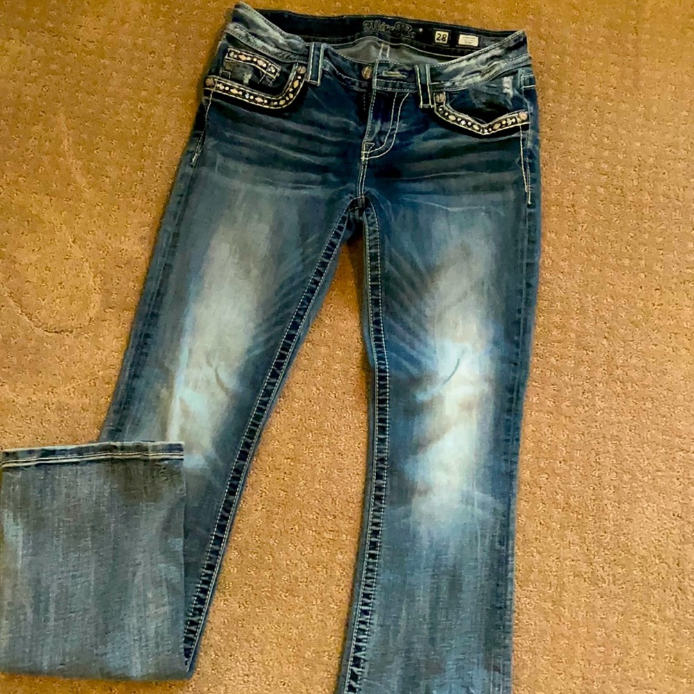 Miss Me Jeans, distressed boot cut 28/34